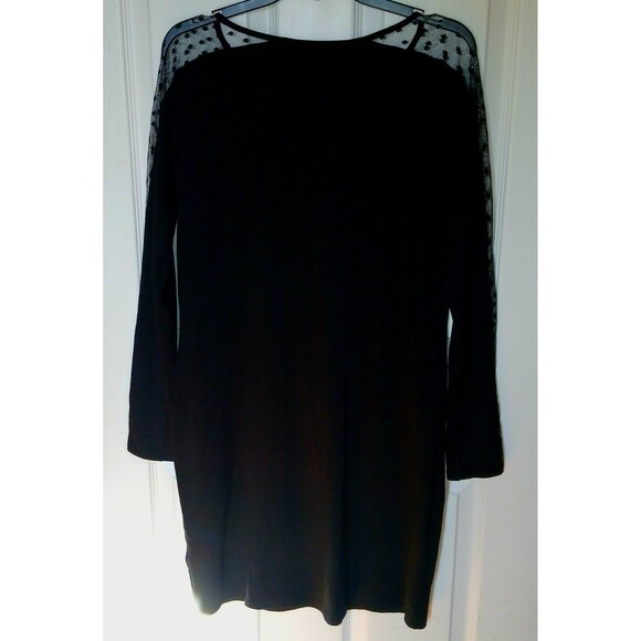 VTG Sears Black Cocktail Dress XL Knee Length Little Black Dress Y2K Lace - Picture 2 of 6
